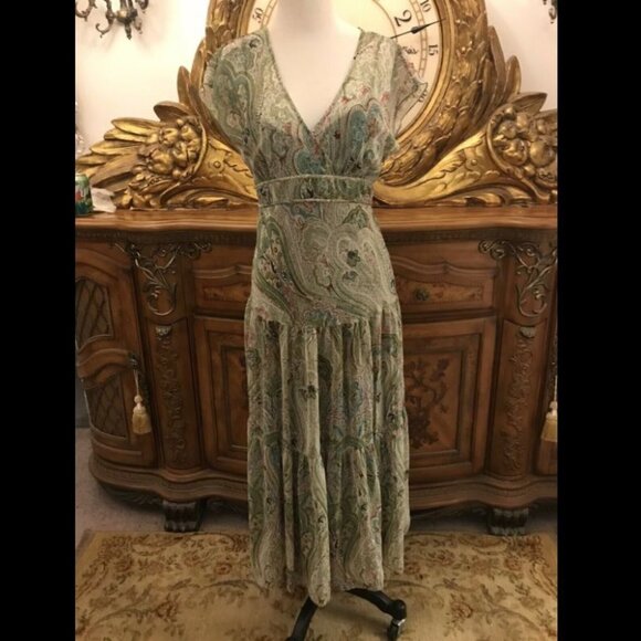 CATO. Lined Chiffon Dress with FULL Skirt. Midi or Max. Size 6. Sleeve Cap. B13 - Picture 1 of 7